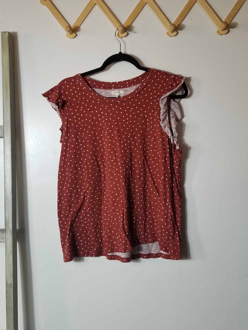 MAURICES WOMEN'S POLKA DOT FLUTTER SLEEVES WOMEN'S BLOUSE SIZE XL